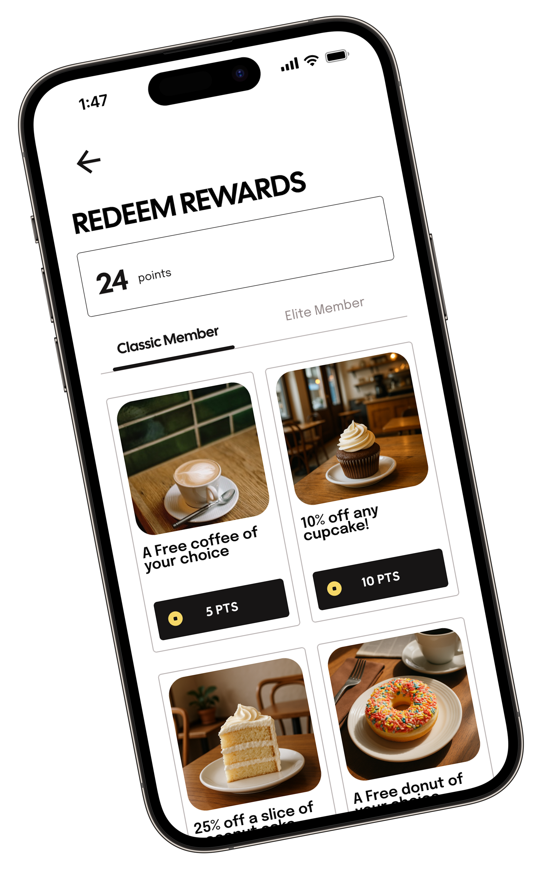 Redeem rewards screen