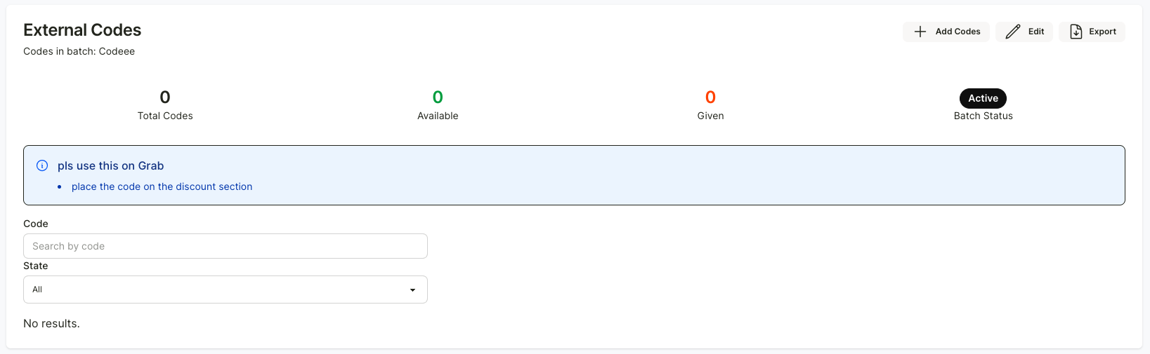 External codes — step 3