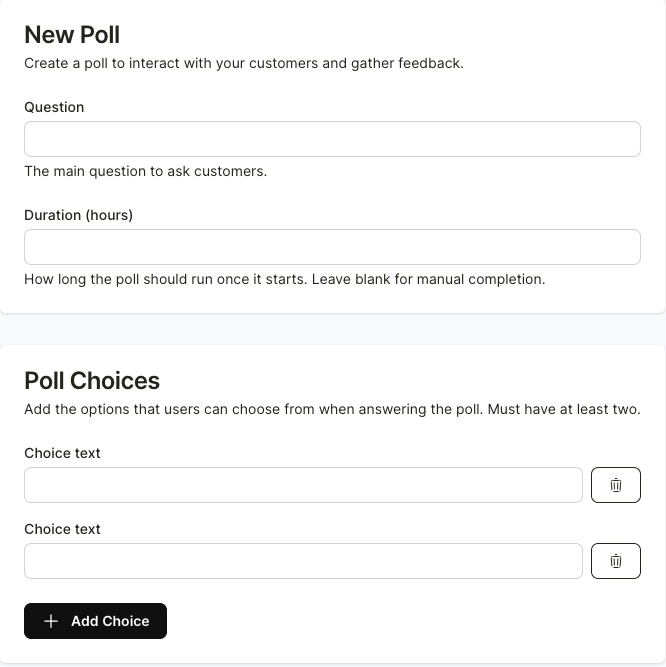 Creating polls — step 2